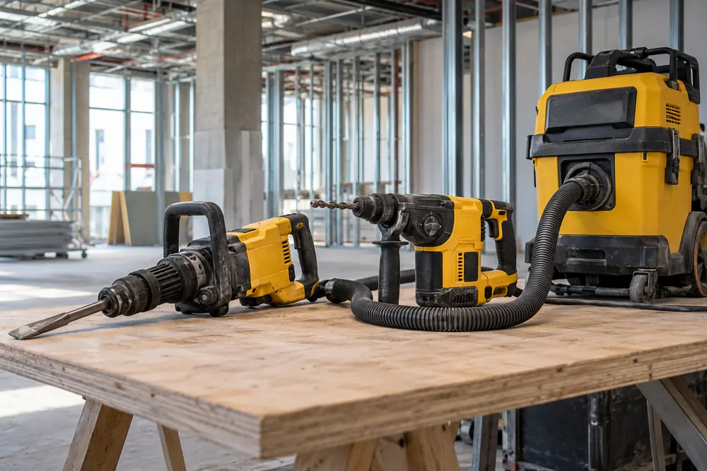 Tool Hire equipment in a commercial UK work setting